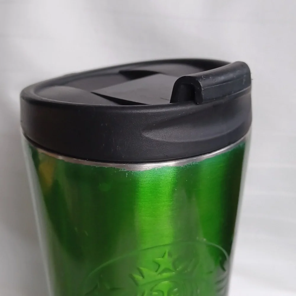 Starbucks 2014 Mirror Green Embossed Siren 16 Oz. Metal Travel Tumbler - Picture 3 of 15